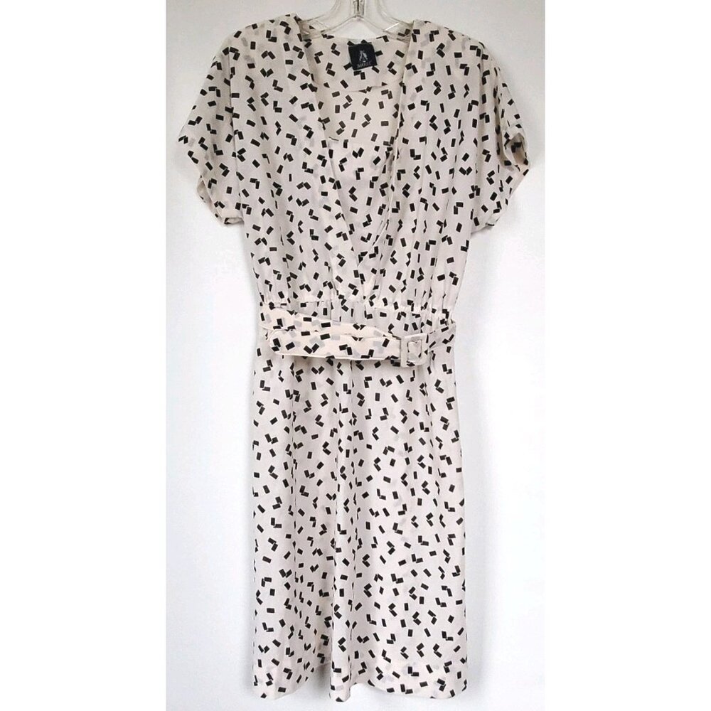 Vtg 90s Maree Paris Geometric Midi Dress Eiffel Tower Label French Chic Sz S